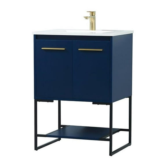 24 inch single bathroom vanity in blue
