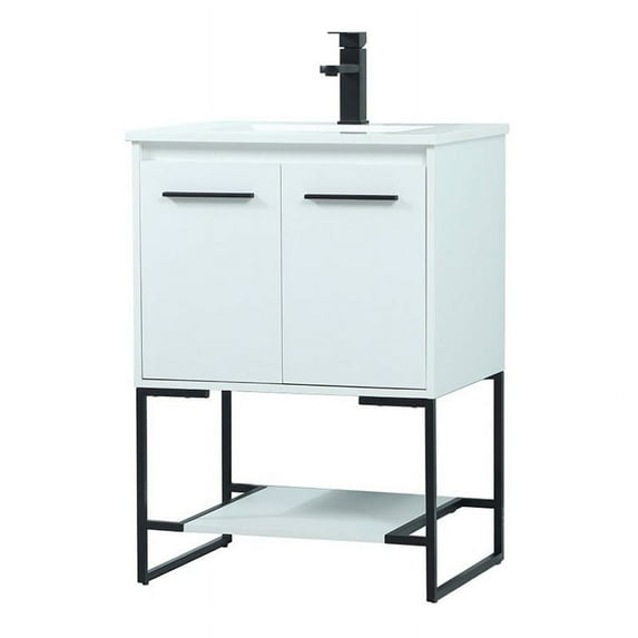 24 inch single bathroom vanity in white