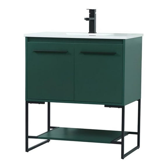 Elegant Kitchen and Bath 30 inch Single bathroom vanity in green