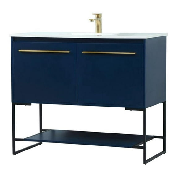 Elegant Decor Sloane 40" MDF and Steel Single Bathroom Vanity in Blue