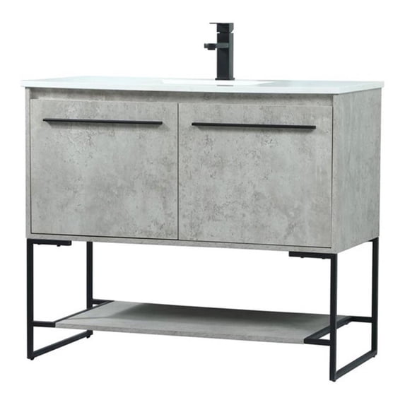Elegant Decor Sloane 40" MDF and Steel Single Bathroom Vanity in Concrete Gray