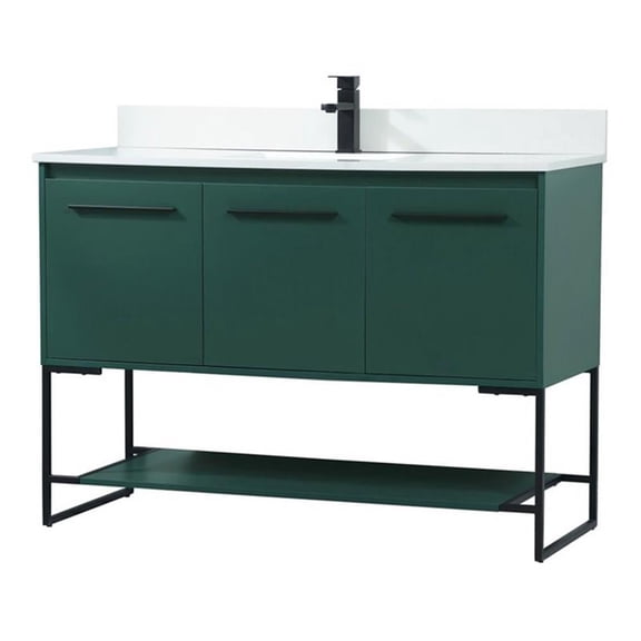 48 inch single bathroom vanity in green with backsplash