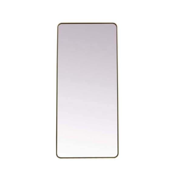 Soft Corner Metal Rectangle Mirror 32x72 Inch in Brass
