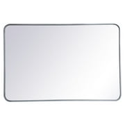 Elegant Decor Soft corner metal rectangular mirror 28x42 inch in Silver