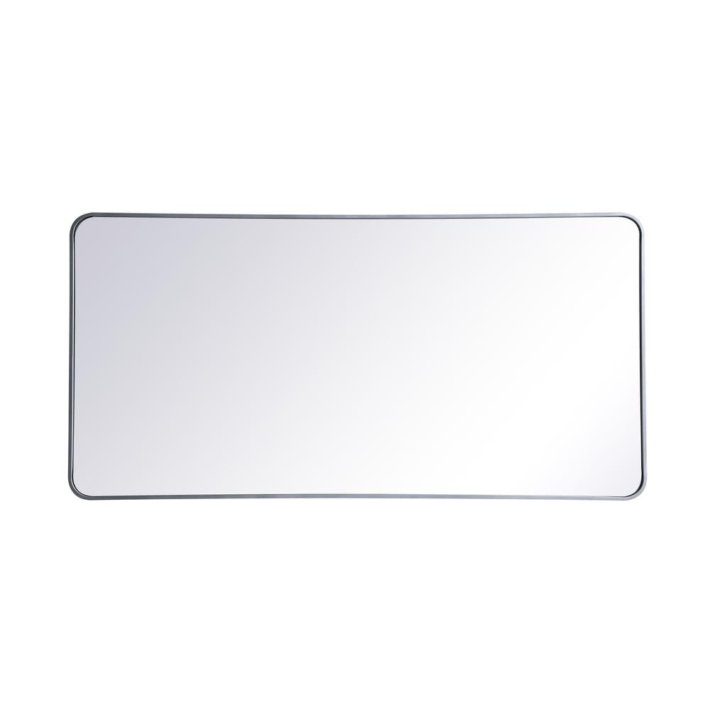 Elegant Silver Rectangular Wood-Framed Wall Mirror 30x60 Inch