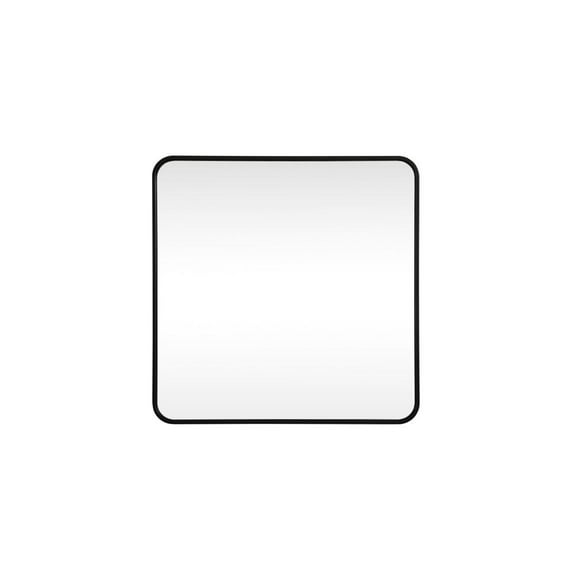 Elegant Decor Soft corner metal square mirror 30x30 inch in Black
