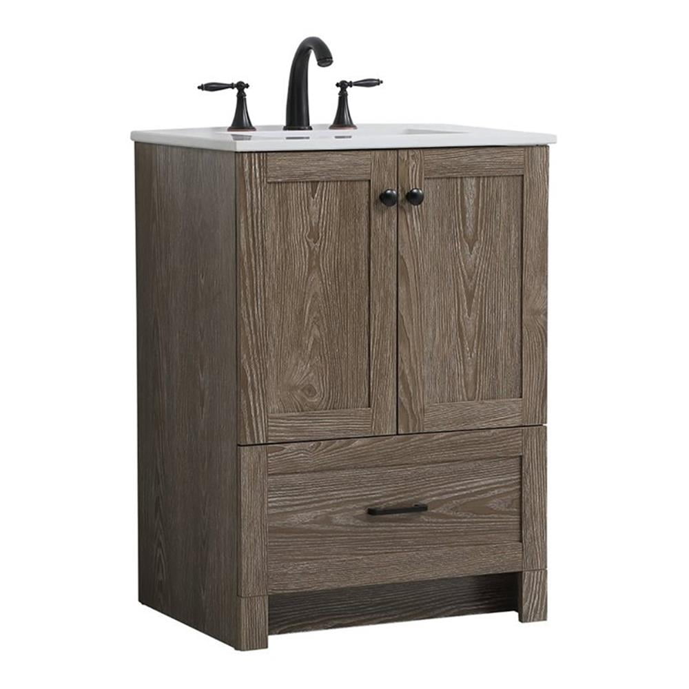Weathered Oak 24" Single Sink Bathroom Vanity