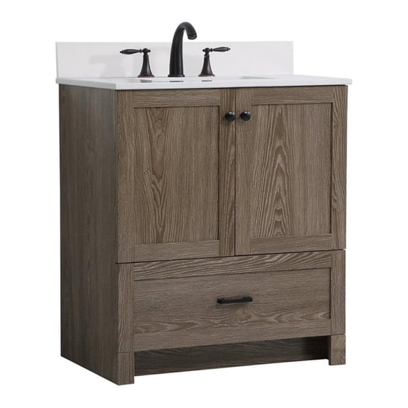 30 inch Single Bathroom Vanity in Weathered oak with Backsplash