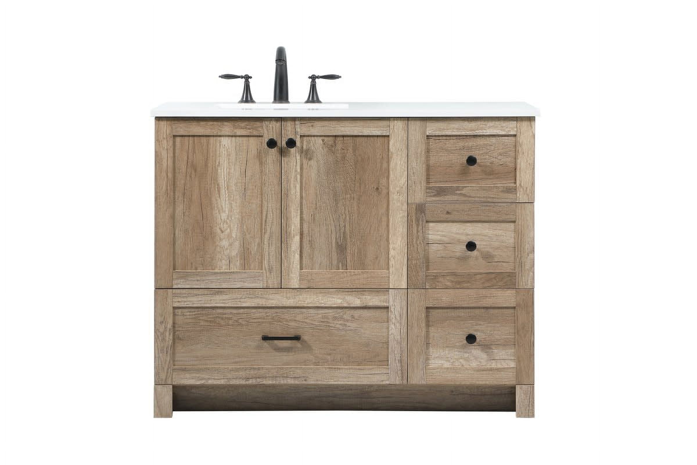 Natural Oak 42" Freestanding Bathroom Vanity with Engineered Marble Top