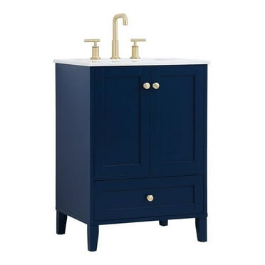 Elegant Decor Sommerville 24" Steel and Wood Single Bathroom Vanity in Blue