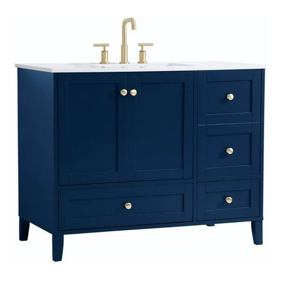 Elegant Decor Sommerville 42" Steel and Wood Single Bathroom Vanity in Blue