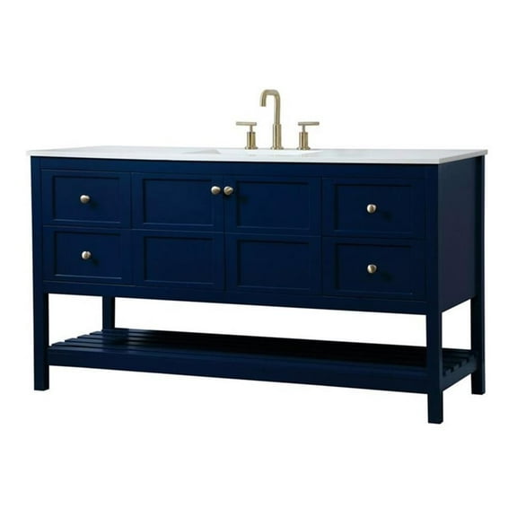 Elegant Decor Theo 60" Zinc Alloy MDF Single Bathroom Vanity in Blue