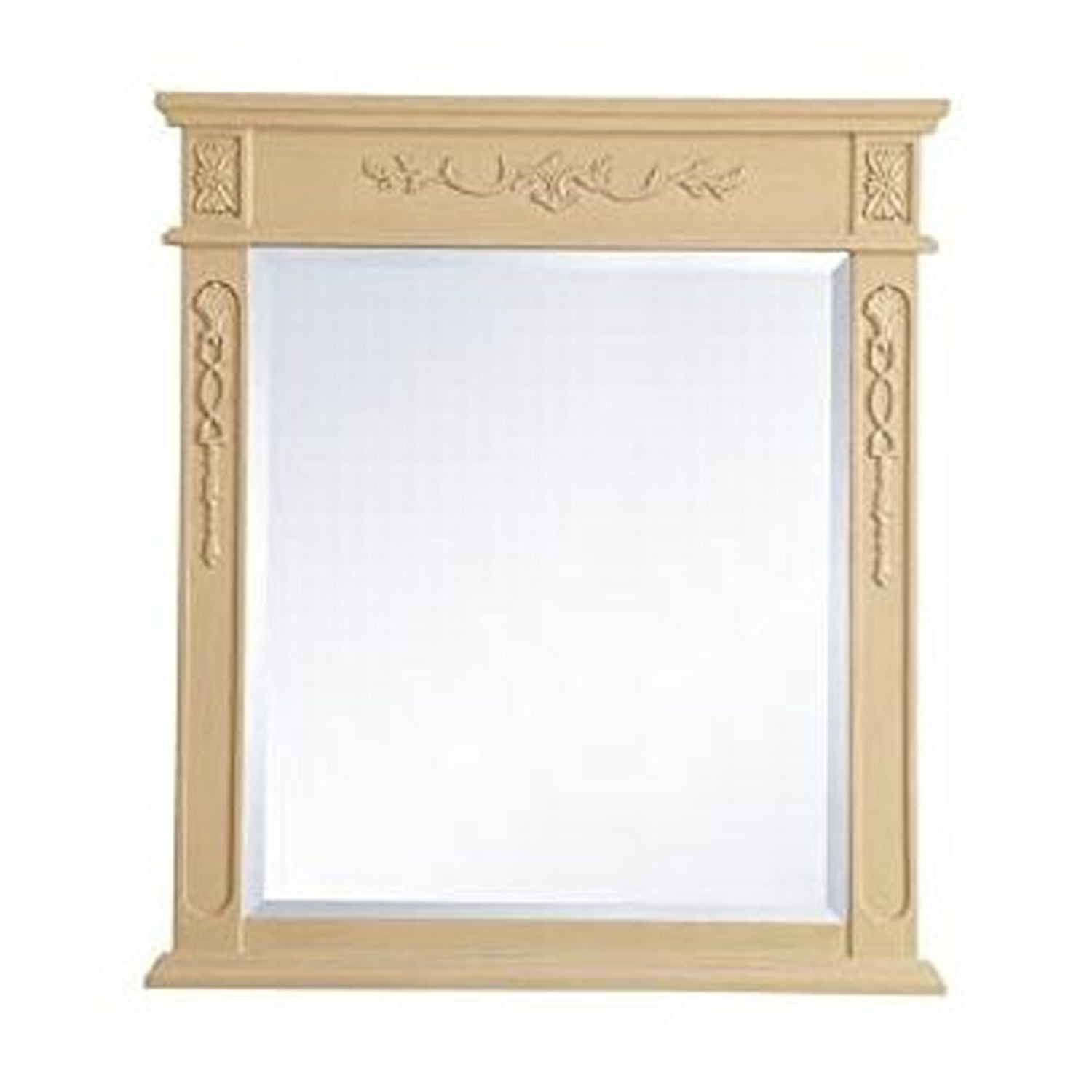 Elegant Light Antique Beige Wood Framed Rectangular Mirror