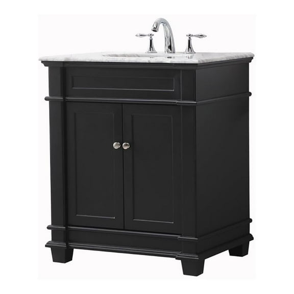 Elegant Decor Wesley 30" Solid Wood Steel Single Bathroom Vanity Set in Black