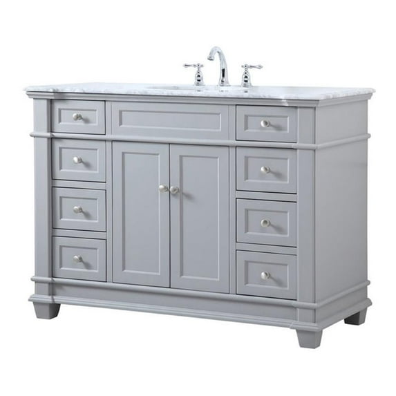 Elegant Decor Wesley 48" Steel and Solid Wood Single Bathroom Vanity Set in Gray