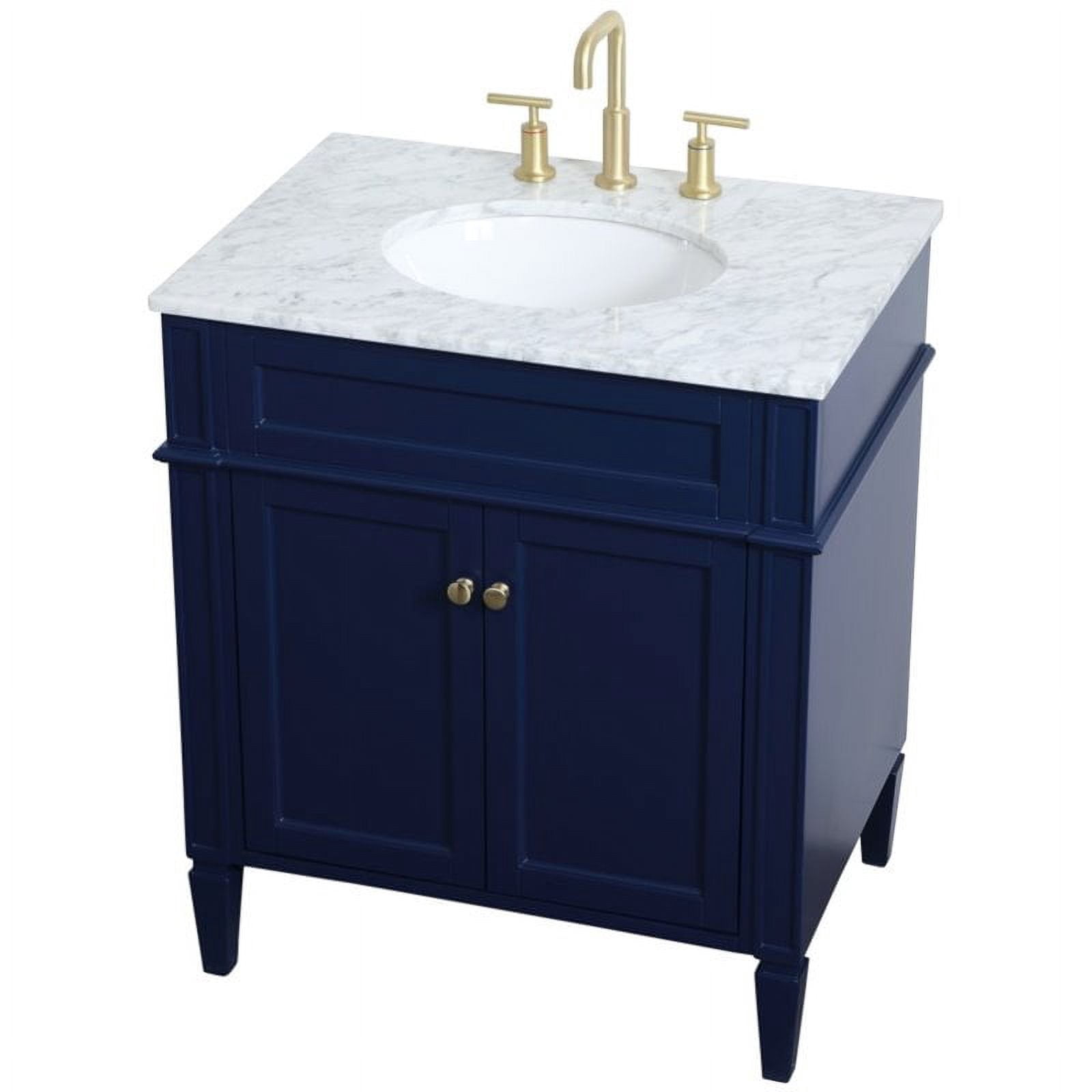 Elegant Decor Williams 30" Single Marble Top Bathroom Vanity in Blue ...