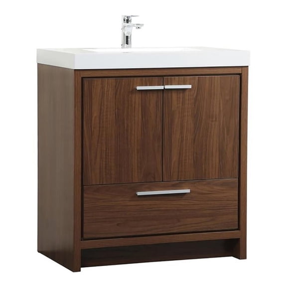 30 inch single bathroom vanity in Walnut