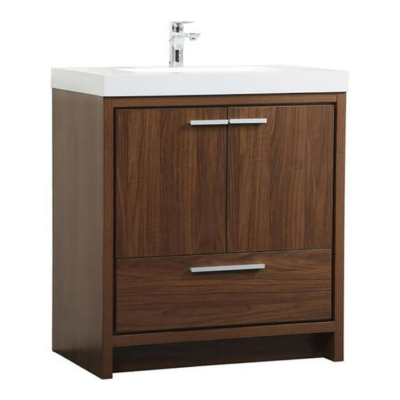30 inch single bathroom vanity in Walnut