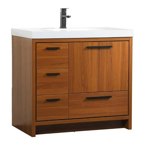 36 inch single bathroom vanity in Teak