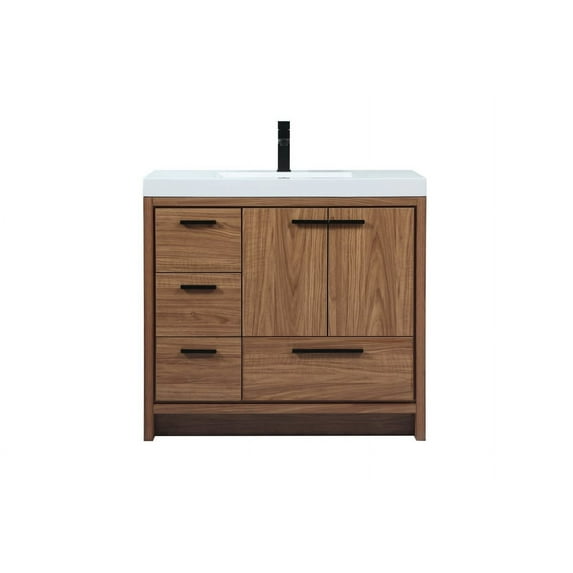 Elegant Decor Wyatt 36" Aluminum MDF Single Bathroom Vanity in Walnut Brown