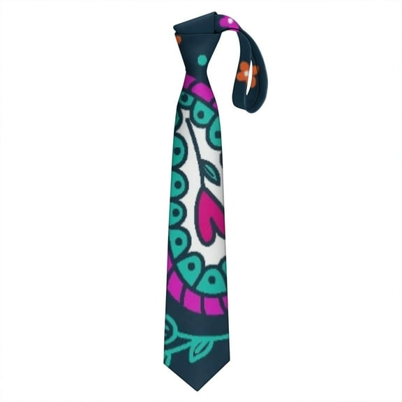 Elegant Decorative Abstract Men's Necktie - Colorful Vintage Pattern, Wrinkle-Resistant Groom & Formal Tie   Gift Box