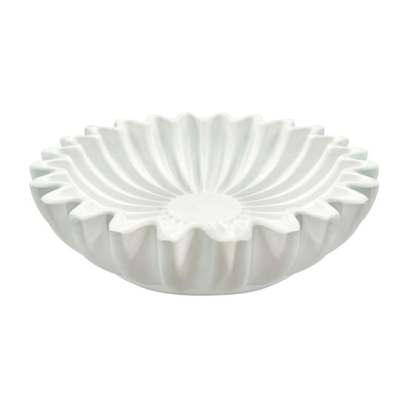 Decorative Bowls For Home Resin Fruit Bowl Antique Scallop Fluted Ruffle Design Elegant Centerpiece Housewarming Wedding