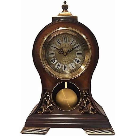 Elegant, Decorative,Grandfather Clock Hand Painted Wood Modern Mantel with Swinging Pendulum Shelf,Tabletop,Desk,Buffet, Color Mahogany