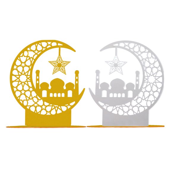 Elegant Decorative Moon And Star Desktop Ornament For Home Festival Celebration Creative Fun Easter & Ramadan Home Desktop Ornament Decor A One Size
