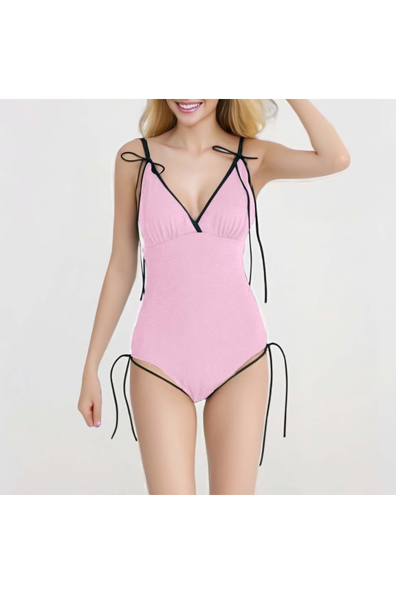 Elegant Deep V Neck Backless Triangle Tie Bow High End Bodycon Swimsuit For Women Bikini Thong High -Cellulite Shorts Men's Undershirt Black Bikini Swim Shorts Sexy Two Piece Swimsuits High Waist Two