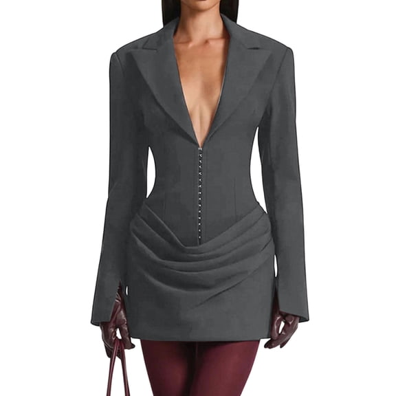 Elegant Deep V Neck Ruched Mini Autumn Long Sleeve Slim High Waist Fashion Patchwork Club Party Dress Female Clothes