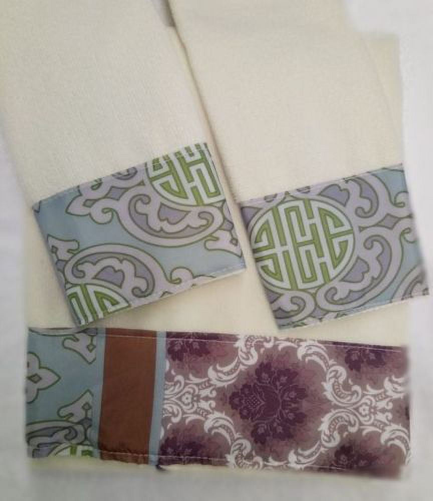 Elegant Design 3-Piece Decorative Bath Hand Towel Set Bathroom Wash Cloth - Olivia Brown & Blue ...