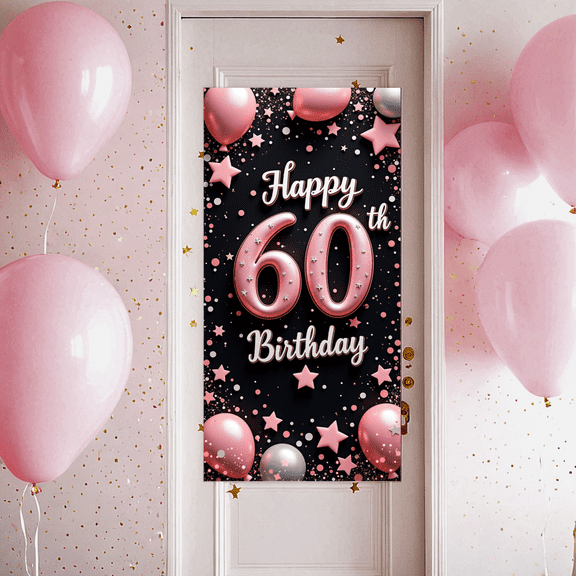 Elegant Design Banner Decorative Pink Balloon Confetti Theme for Milestone Celebration Indoor Party Background