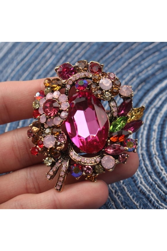 Elegant Design Brooch Ladies Diamond Flower Fixed Decorative Pin Brooch
