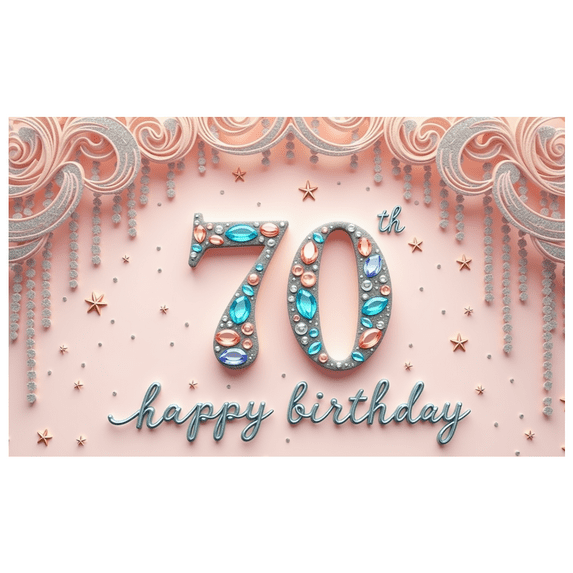 Elegant Design Happy Birthday Banner Decorative 70th Milestone Celebration for Birthday Party Indoor Decoration Event Celebration
