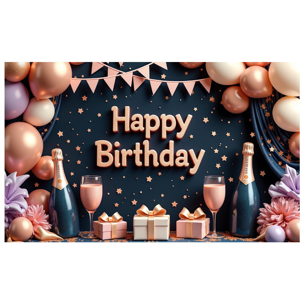 Elegant Design Happy Birthday Banner Decorative Balloons Party 