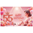 thumbnail image 1 of Elegant Design Happy Birthday Banner Glitter Theme 55 Birthday Celebration for Women Glamorous Party Pink Decor, 1 of 8