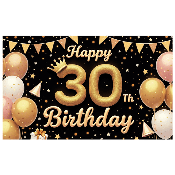 Elegant Design Happy Birthday Banner Golden Balloons Milestone Birthday Party Decoration Party Backdrop Balloon Celebration Banner for Birthday Party Event Decoration Celebration