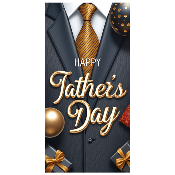 Elegant Design Happy Father's Day Banner With Tie Suit Decorative Elements for Father's Day Celebration Party Indoor Event