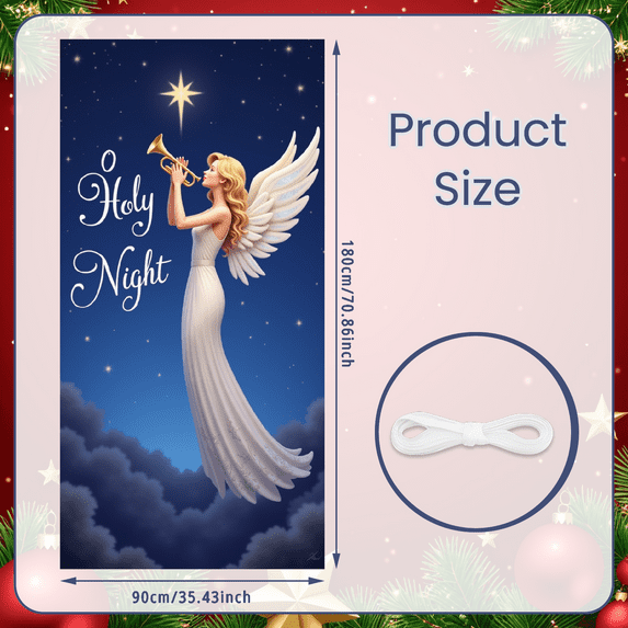 Elegant Design Holy Night Angel Banner Decorative Print Starry Sky Angelic Theme for Christmas Celebration Home Decoration Church Events