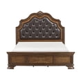 Formal Elegant Design King Bed Upholstered Headboard Dark Brown Finish ...