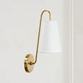 Elegant Design Minimalist Sconce with Linen Shade Damp Rated in Brass