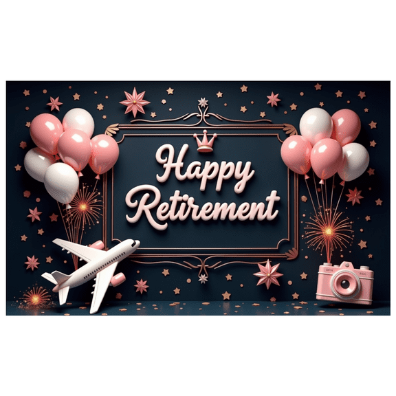 Elegant Design Retirement Banner Festive Balloons Celebration Banner for Retirement Party Office Celebration Indoor Decoration