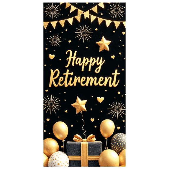 Elegant Design Retirement Banner Gold Theme Party Decoration Happy Celebration Attractive for Retirement Party Indoor Event Family Gathering