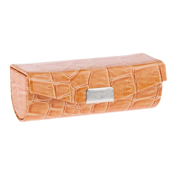 Elegant Design Soft Leather Lipstick Case Holder With Flocking Liner Orange