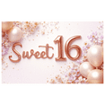 thumbnail image 1 of Elegant Design Sweet 16 Birthday Celebration Sparkling Decoration Sweet 16 Banner Elegant Pink Balloon Backdrop for Teen Party Indoor Celebration Photo Shoot, 1 of 7