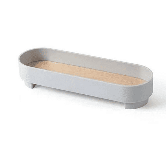 Elegant Design Vanity Tray, Space Saver Premium Ceramic Multi-function Ceramic Tray for Compact Countertop, Easy to Clean Microwave-Safe Oven-Safe Gray Wood and Abs Vanity Tray