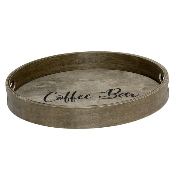 Elegant Designs 13.75" Sip & Serve Stylish Wooden Decorative Serving Tray, for Home D?cor, Living Room, Counter-Color:Rustic Gray,Style:Coffee Bar