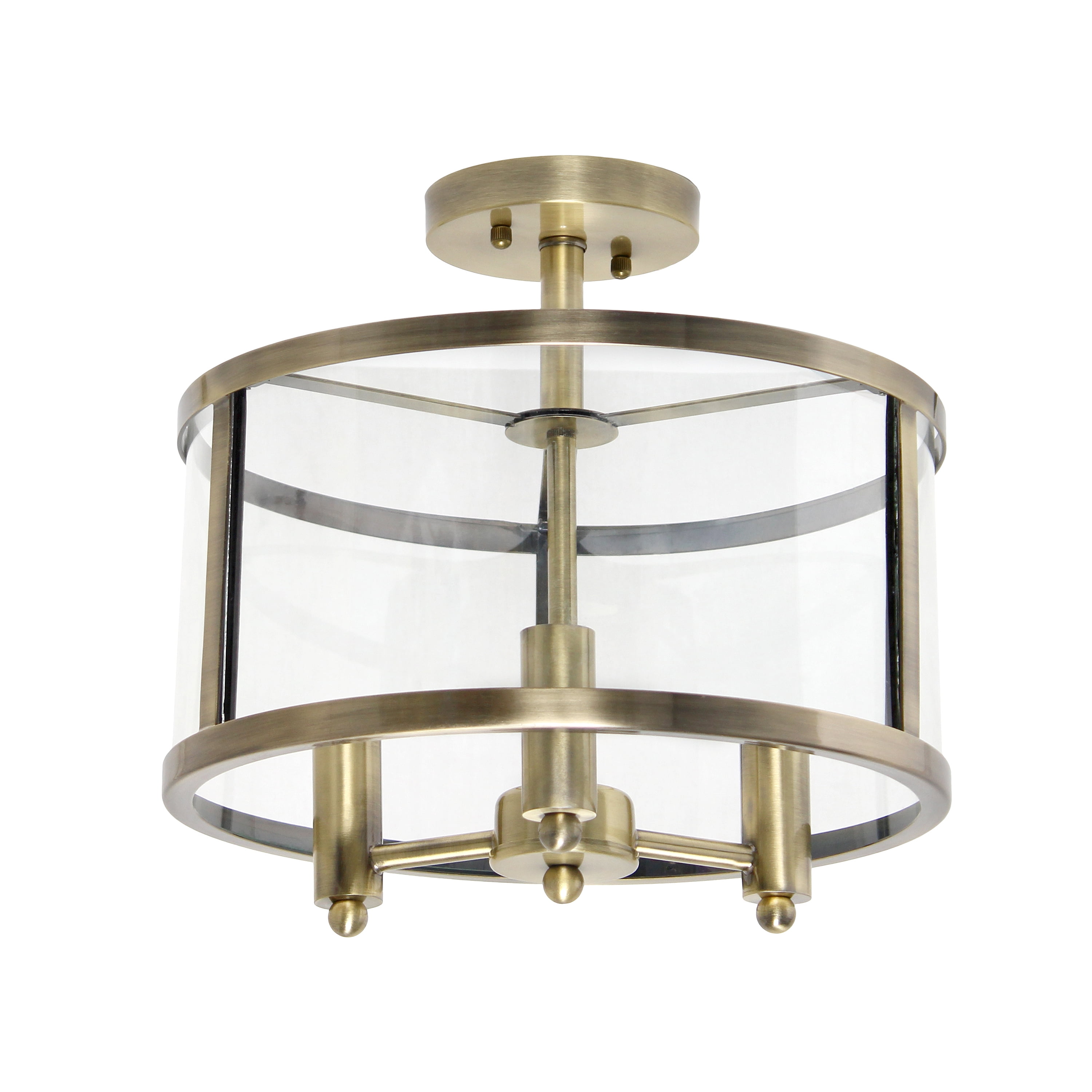 Elegant Designs 13" Iron and Glass 3-Light Traditional Farmhouse Semi ...