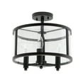 thumbnail image 1 of Elegant Designs 13" Iron and Glass 3-Light Traditional Farmhouse Semi Flush Mount, Black, 1 of 7