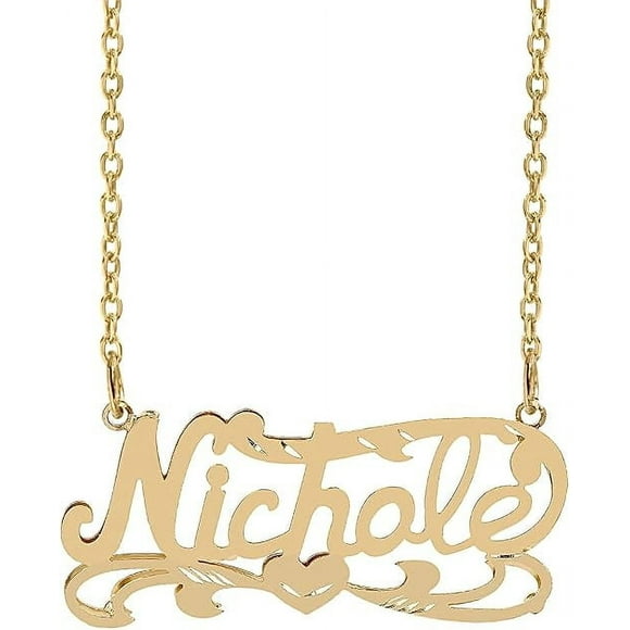 Elegant Designs 14K Gold Sterling Silver Personalized Script Nameplate Necklace - Double Plated Name Necklace - Customizable Handcrafted Jewelry for Women, Customized Name Word Necklace